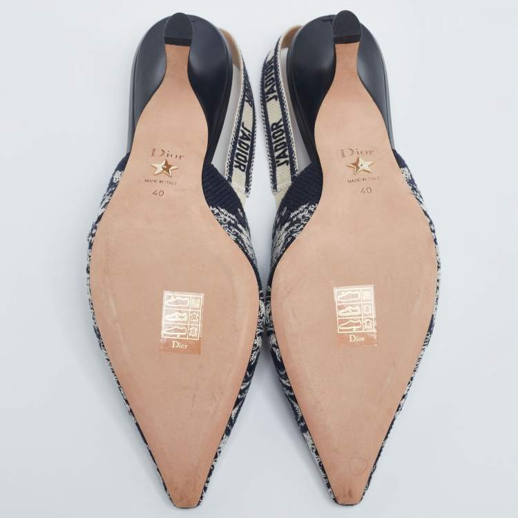 Pre Owned Dior Blue/White Canvas  J'adior Slingback Pumps Size 40  