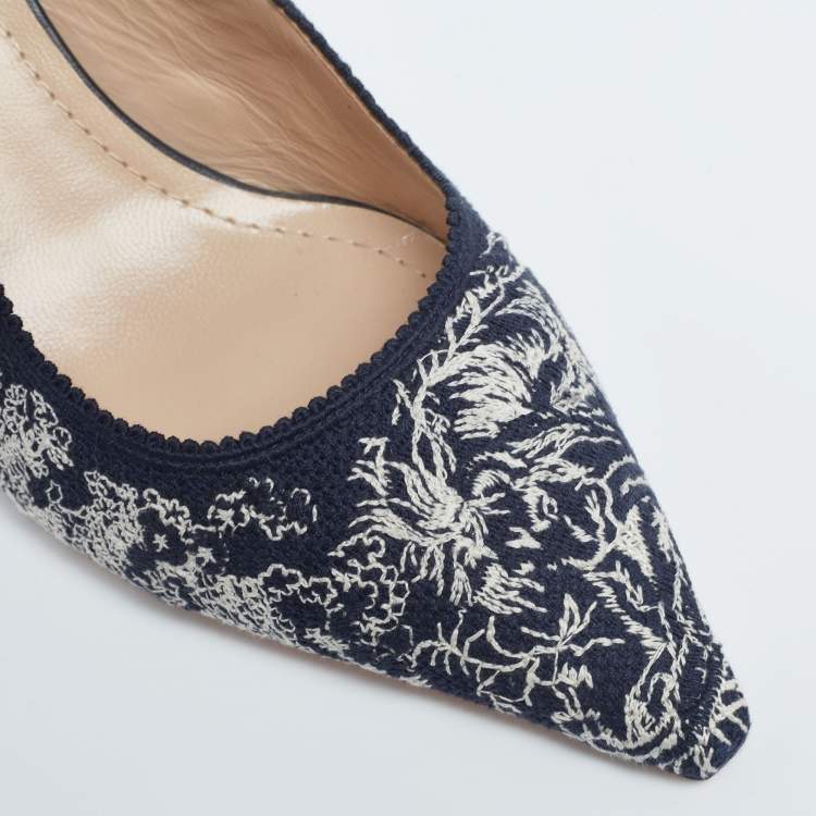 Pre Owned Dior Blue/White Canvas  J'adior Slingback Pumps Size 40  