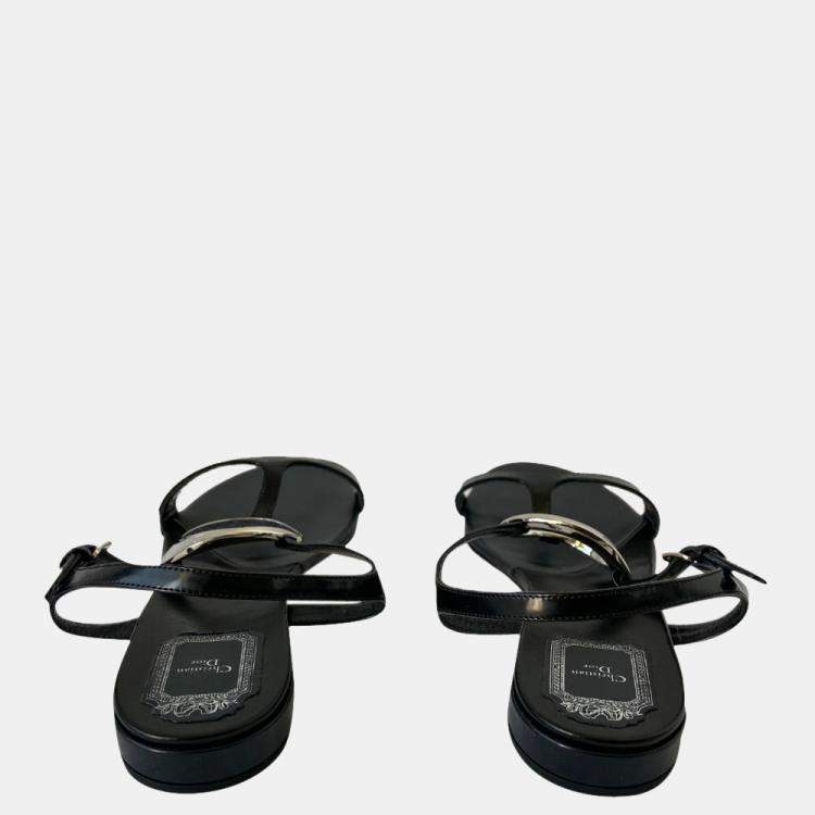 Pre Owned Dior Black Leather Python Sandals EU 39