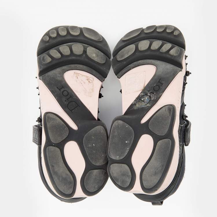 Pre Owned Dior Black Neoprene And Mesh Fusion Embellished Velcro Strap Sneakers Size 36