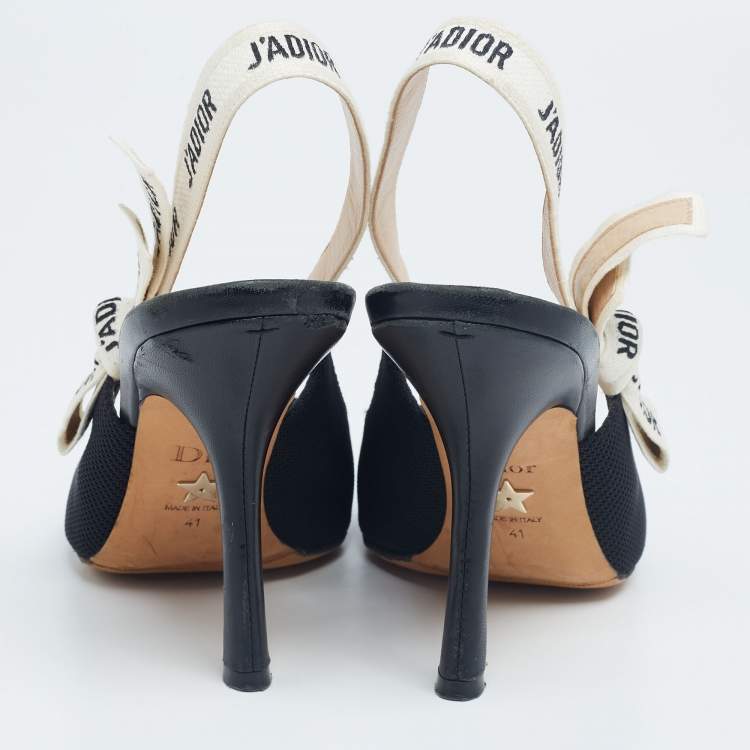 Pre Owned Dior Black Technical Fabric J'adior Slingback Pumps Size 41