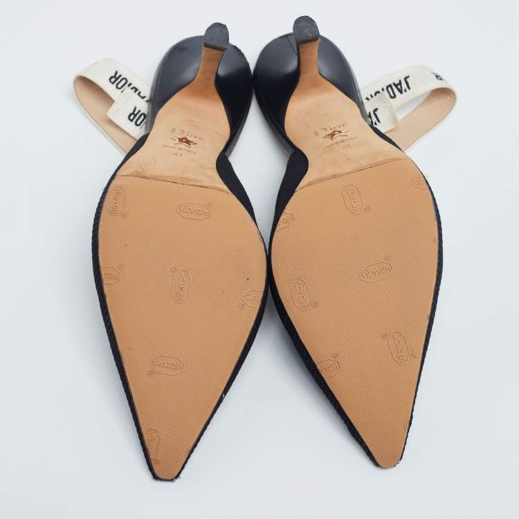 Pre Owned Dior Black Technical Fabric J'adior Slingback Pumps Size 41
