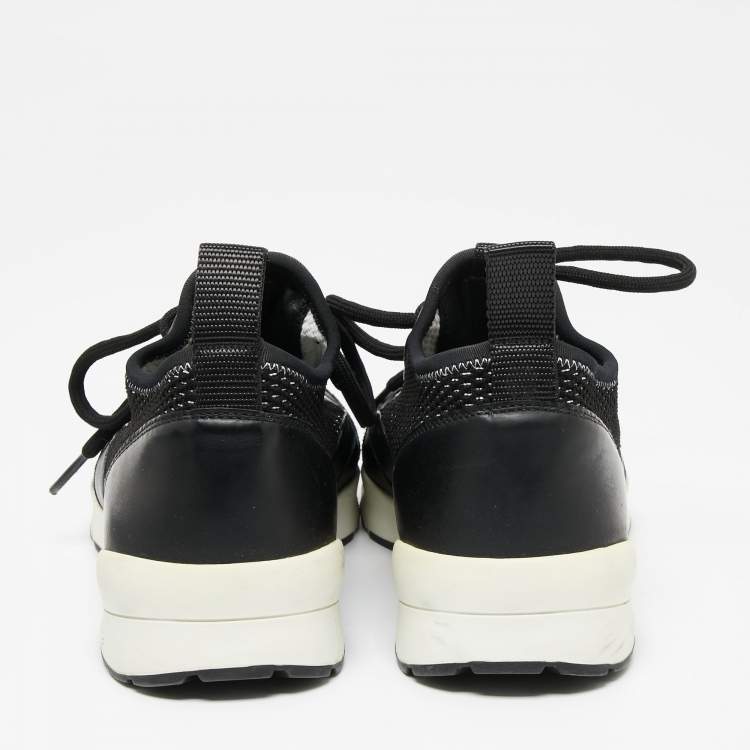 مملوكة مسبقًا Dior Homme Black Leather And Stretch Knit Lace Up Sneakers Size 39