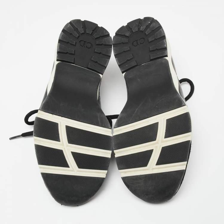 مملوكة مسبقًا Dior Homme Black Leather And Stretch Knit Lace Up Sneakers Size 39
