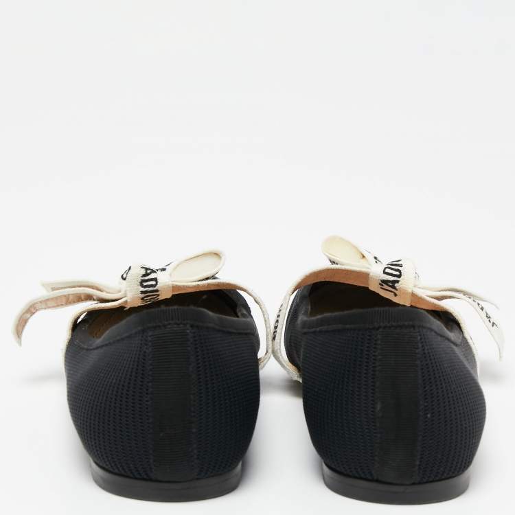 Pre Owned Dior Black Canvas Embroidered Miss J'adior Ballet Flats Size 38