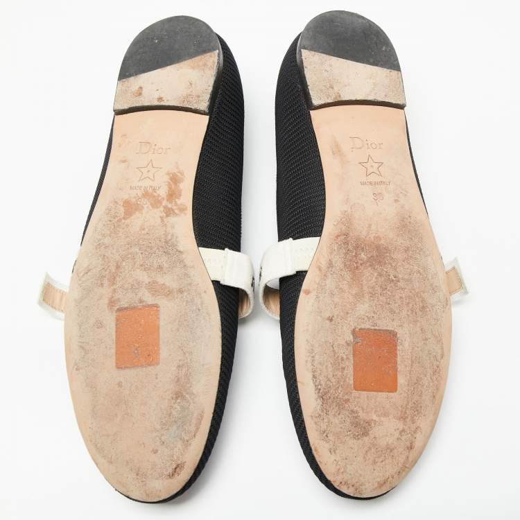 Pre Owned Dior Black Canvas Embroidered Miss J'adior Ballet Flats Size 38