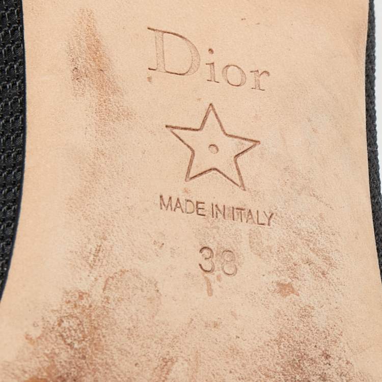 Pre Owned Dior Black Canvas Embroidered Miss J'adior Ballet Flats Size 38