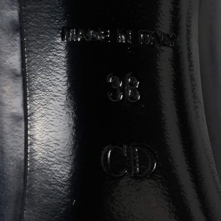 Pre Owned Dior Navy Blue Leather Buckle Detail Block Heel Pumps Size 38
