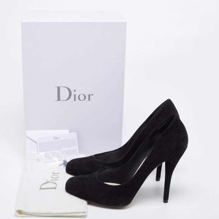 مملوكة مسبقًا Dior Black Suede Miss Dior Pointed Toe Pumps Size 38
