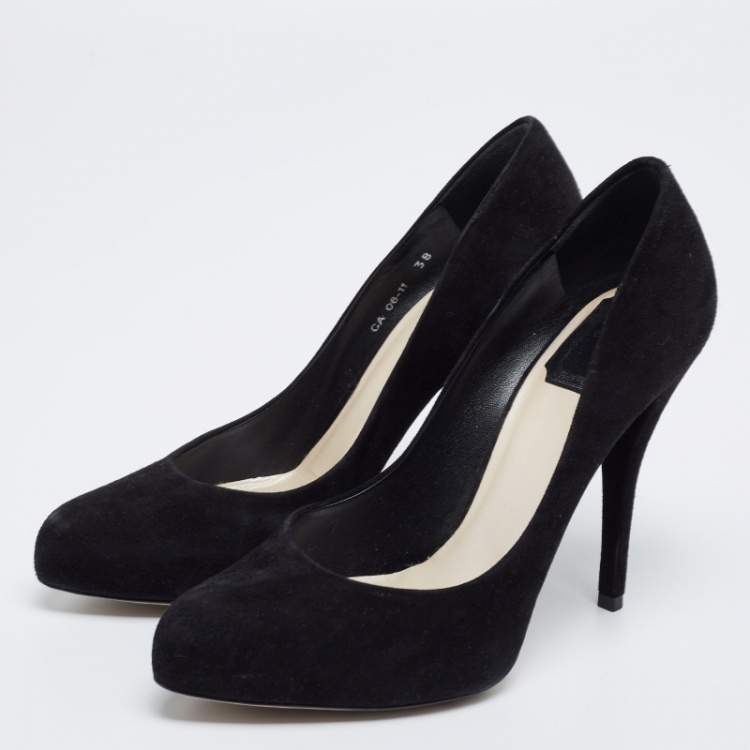 مملوكة مسبقًا Dior Black Suede Miss Dior Pointed Toe Pumps Size 38