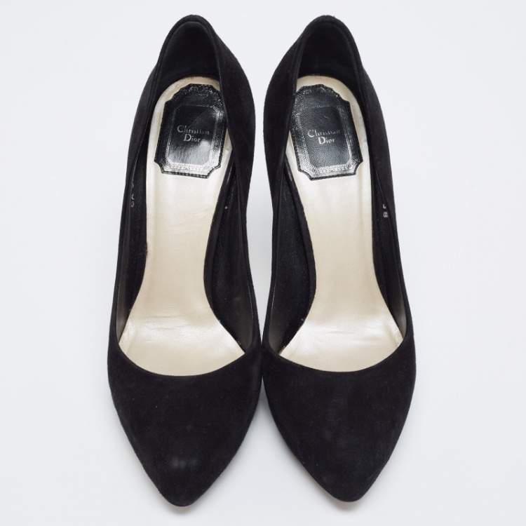 مملوكة مسبقًا Dior Black Suede Miss Dior Pointed Toe Pumps Size 38