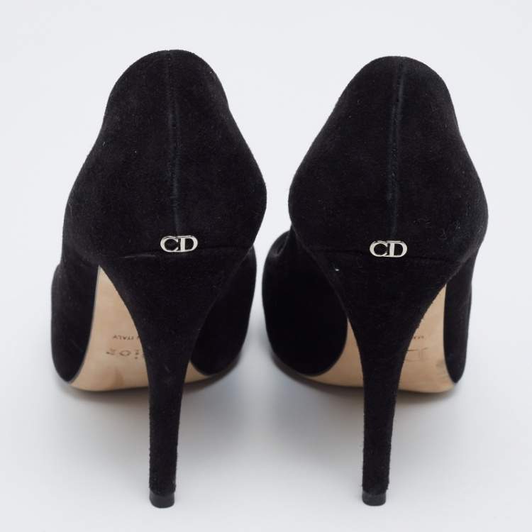 مملوكة مسبقًا Dior Black Suede Miss Dior Pointed Toe Pumps Size 38