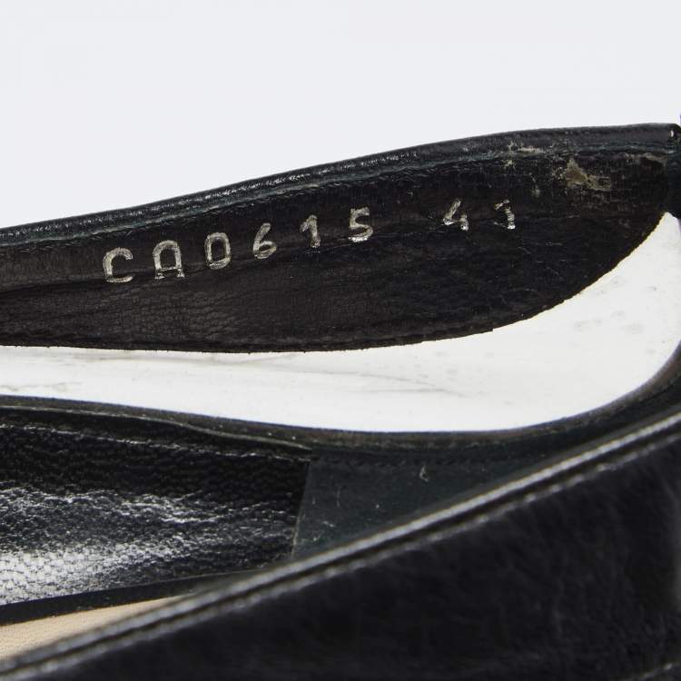Pre Owned Dior Black Leather And PVC Pointed Toe Ballet Flats Size 41
