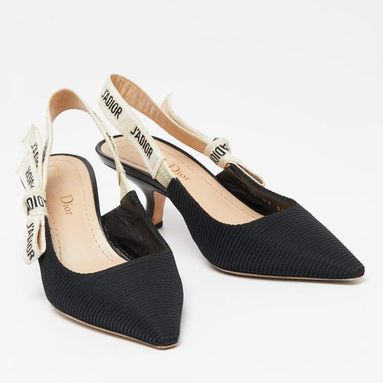Pre Owned Dior Black Canvas J'adior Slingback Pumps Size 35.5