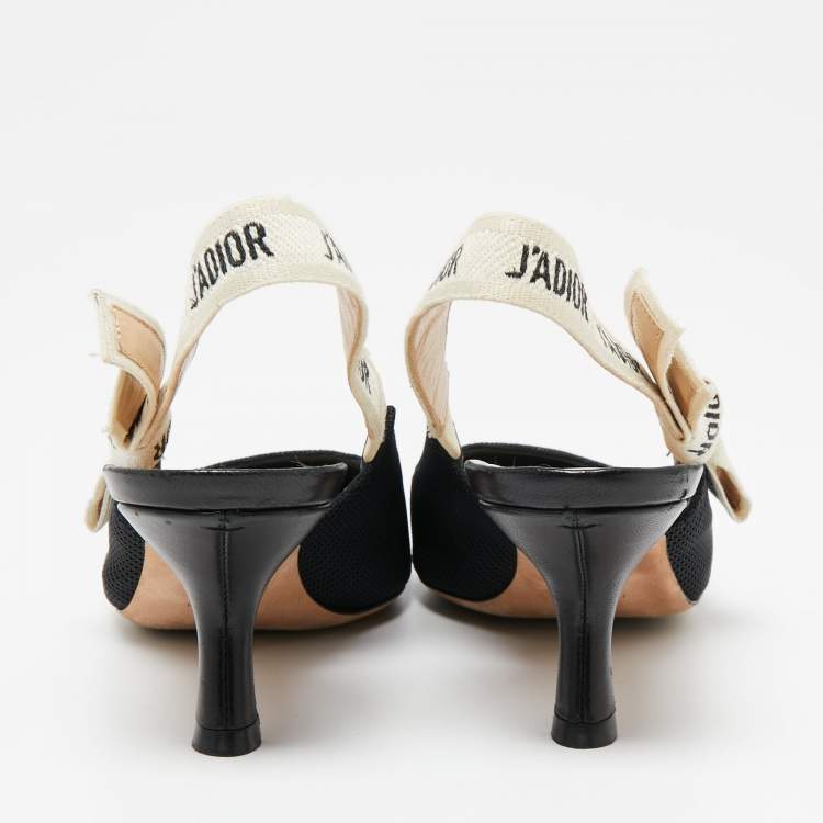 Pre Owned Dior Black Canvas J'adior Slingback Pumps Size 35.5
