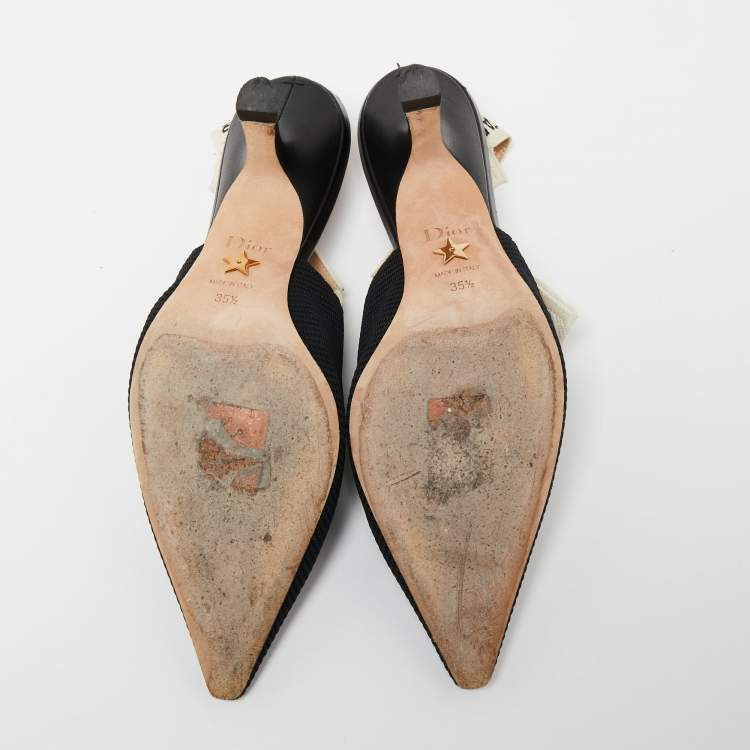 Pre Owned Dior Black Canvas J'adior Slingback Pumps Size 35.5