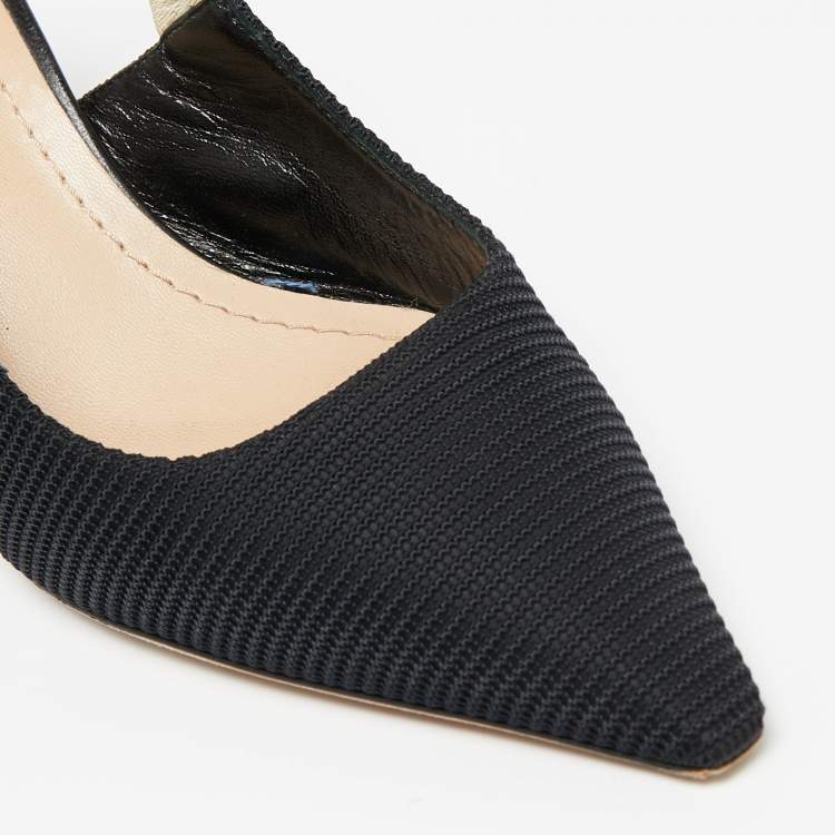 Pre Owned Dior Black Canvas J'adior Slingback Pumps Size 35.5