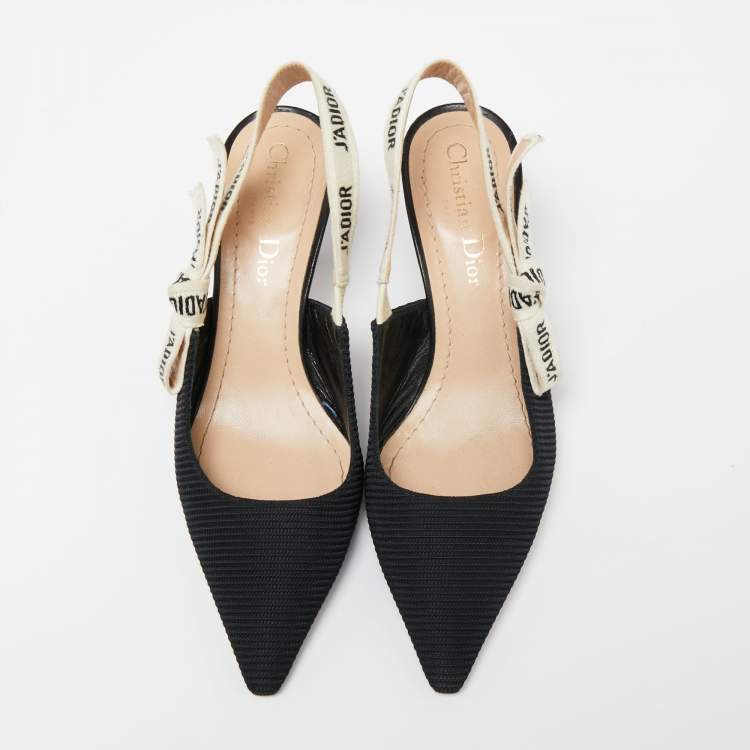 Pre Owned Dior Black Canvas J'adior Slingback Pumps Size 35.5