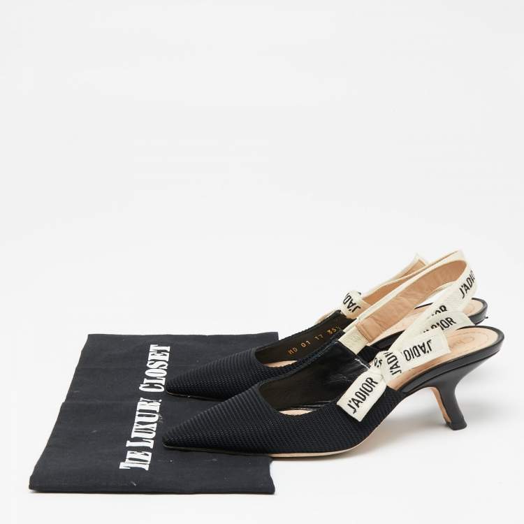 Pre Owned Dior Black Canvas J'adior Slingback Pumps Size 35.5