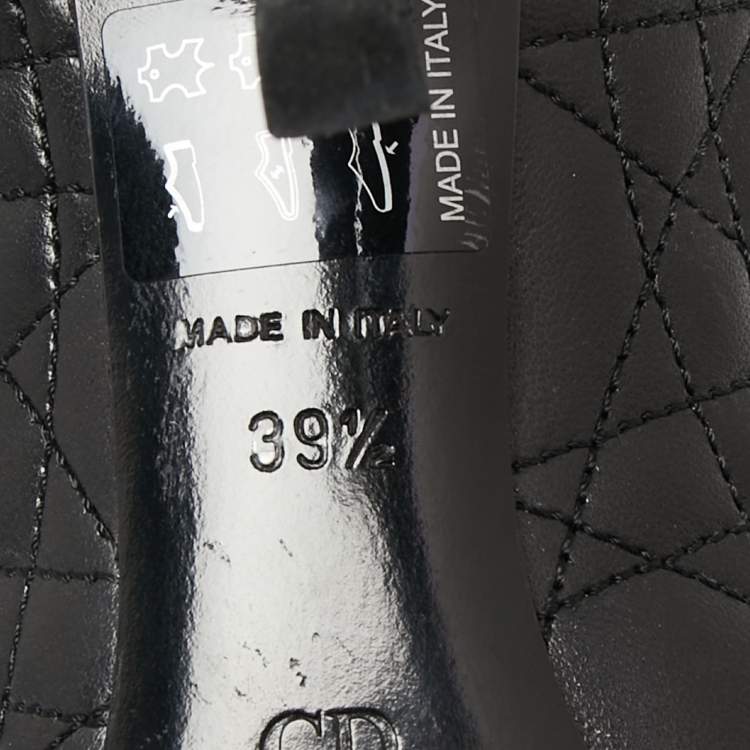 Pre Owned Dior Black Quilted Cannage Leather And Patent  Bow Detail Peep Toe Pumps Size 39.5