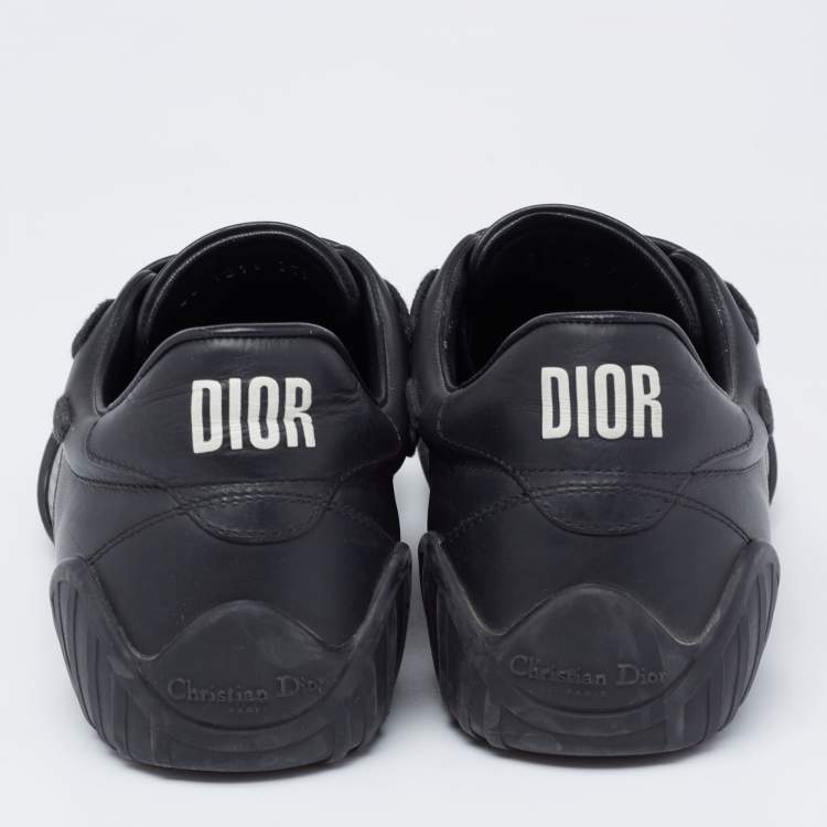 Pre Owned Dior Black Leather and Suede CD Bee Sneakers Size 37.5