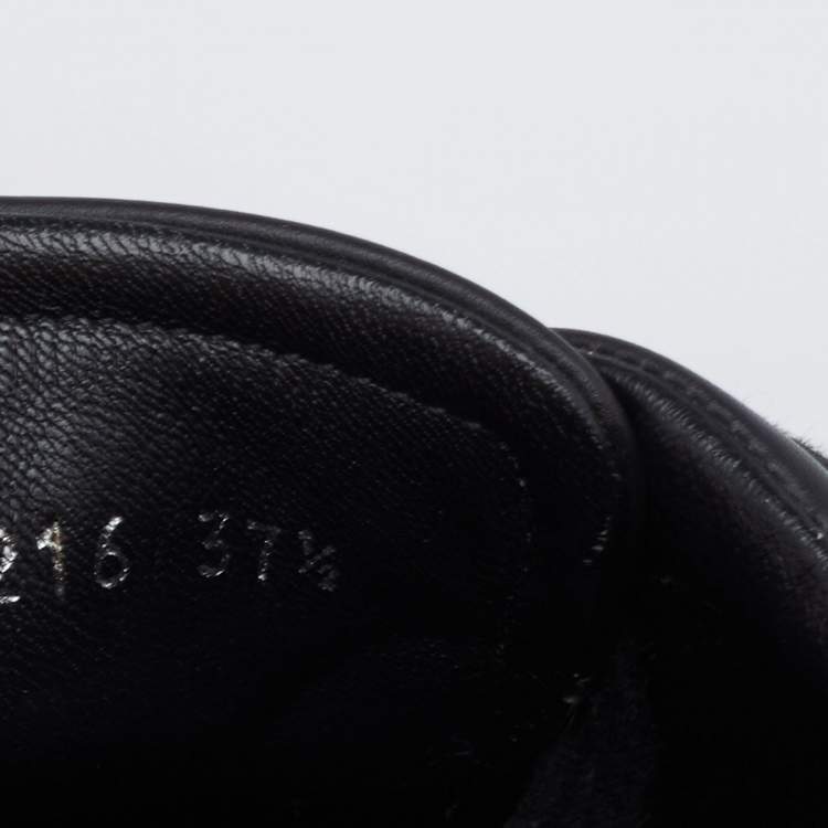 Pre Owned Dior Black Leather and Suede CD Bee Sneakers Size 37.5