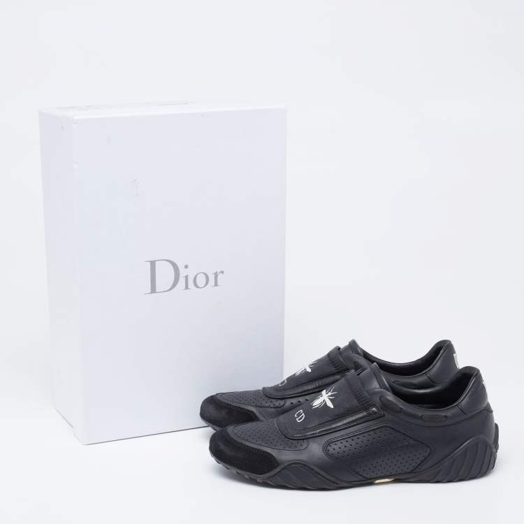 Pre Owned Dior Black Leather and Suede CD Bee Sneakers Size 37.5