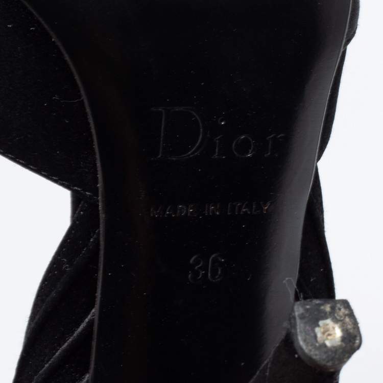 مملوكة مسبقًا Dior Black Satin Bow Slingback Pumps Size 36