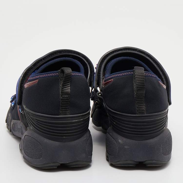 Pre Owned Dior Multicolor Fabric And Mesh Fusion Embellished Low Top Sneakers Size 39