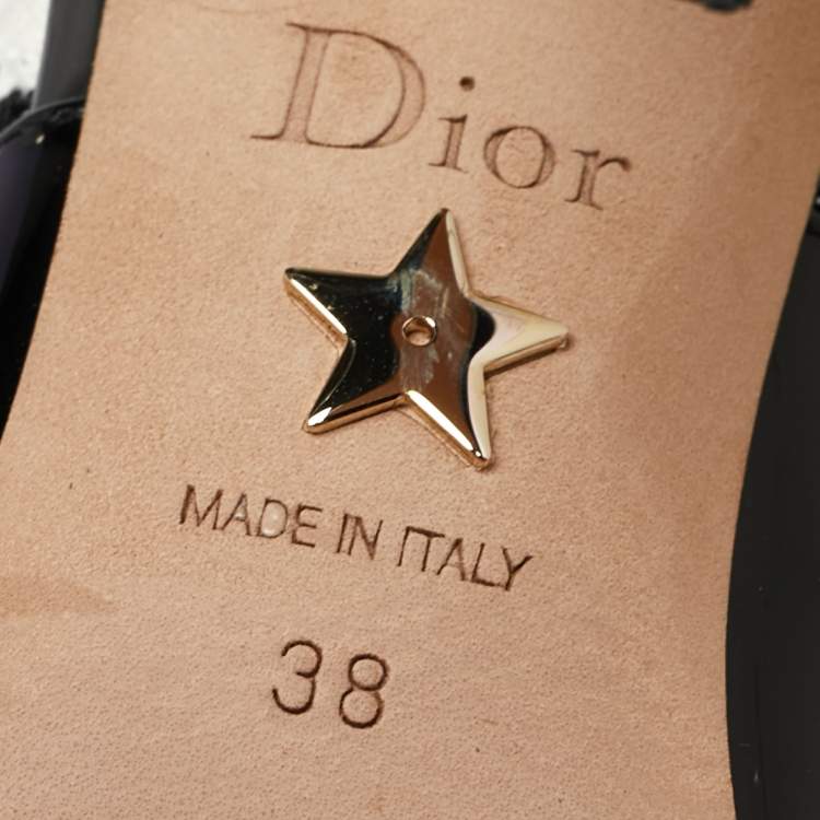 مملوكة مسبقًا Dior Black Patent Leather J'adior Slingback Pumps Size 38