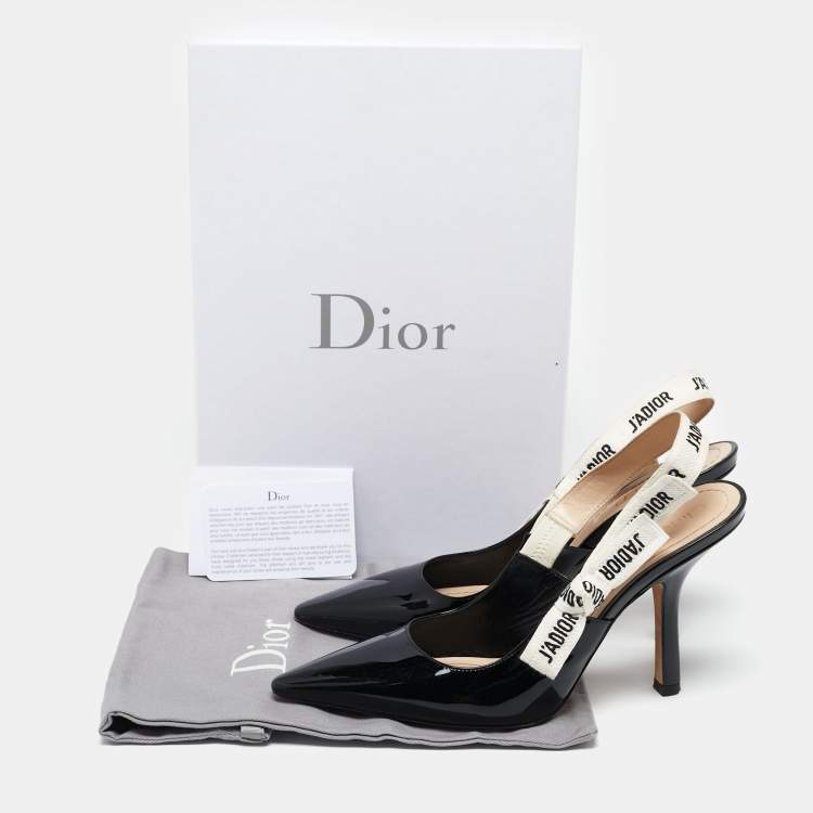 مملوكة مسبقًا Dior Black Patent Leather J'adior Slingback Pumps Size 38