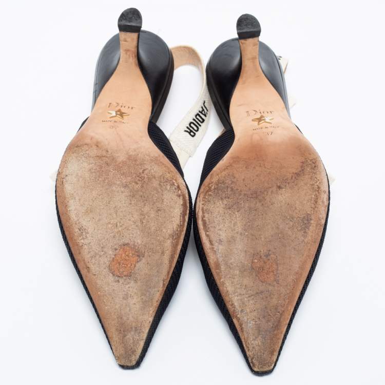 Pre Owned Dior Black Technical Fabric J'adior Slingback Pumps Size 37
