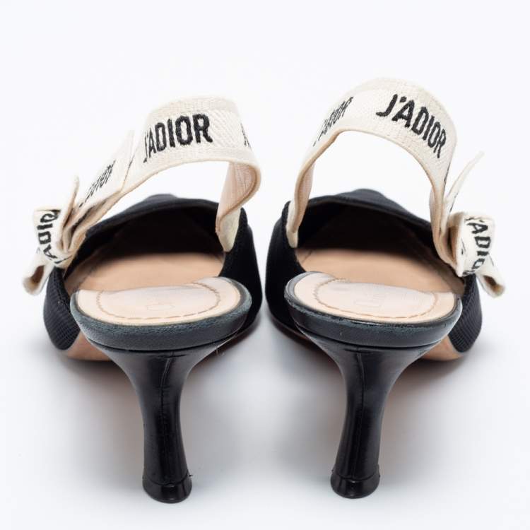 Pre Owned Dior Black Technical Fabric J'adior Slingback Pumps Size 37