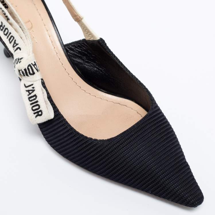 Pre Owned Dior Black Technical Fabric J'adior Slingback Pumps Size 37