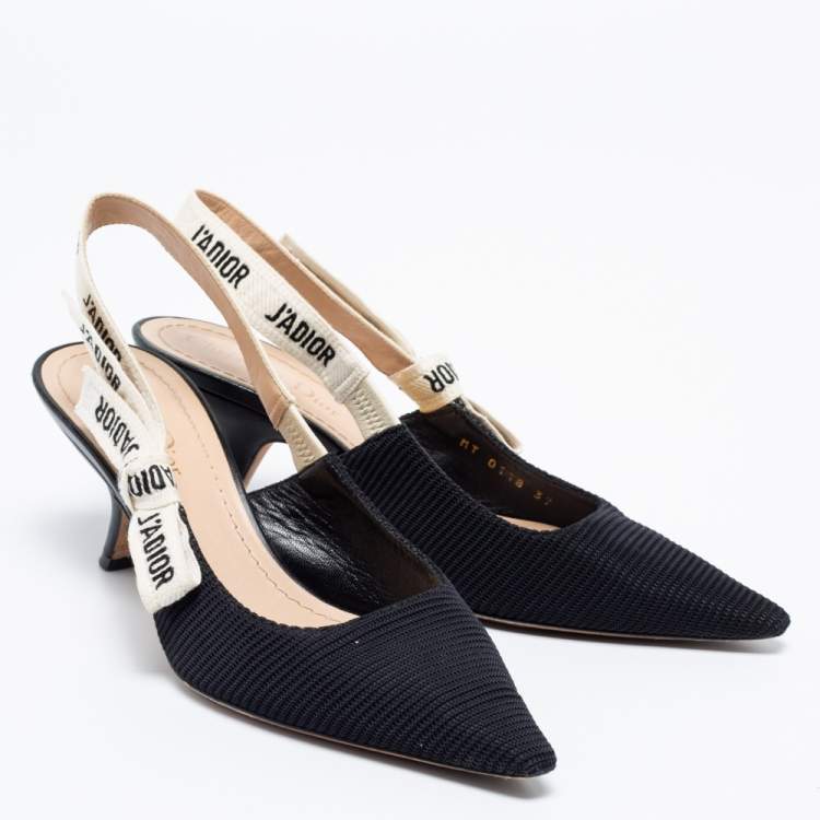 Pre Owned Dior Black Technical Fabric J'adior Slingback Pumps Size 37