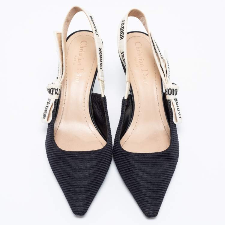 Pre Owned Dior Black Technical Fabric J'adior Slingback Pumps Size 37