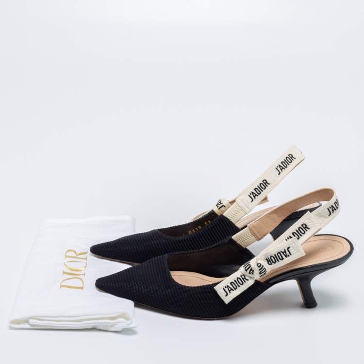 Pre Owned Dior Black Technical Fabric J'adior Slingback Pumps Size 37