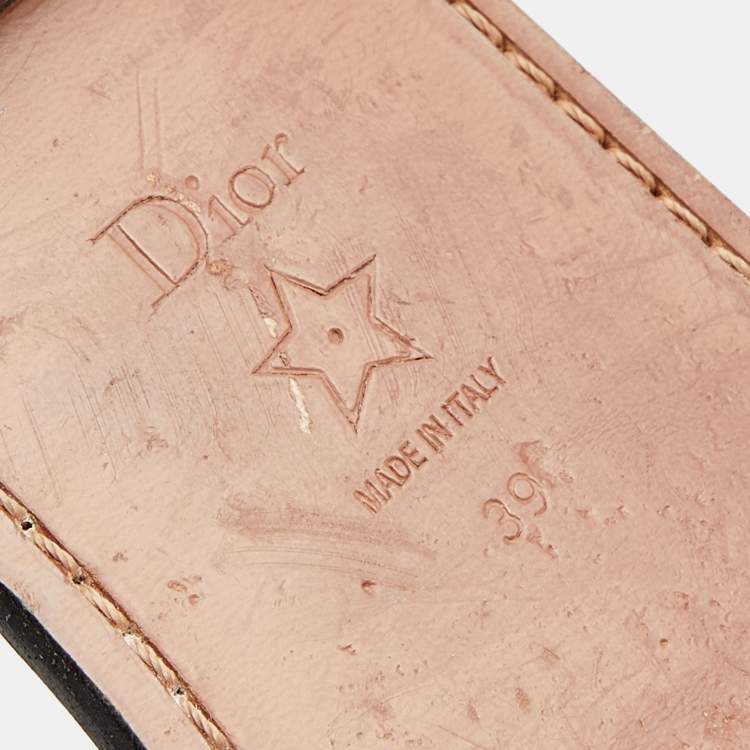 Pre Owned Dior White Leather Revolution Logo Flat Slides Size 39