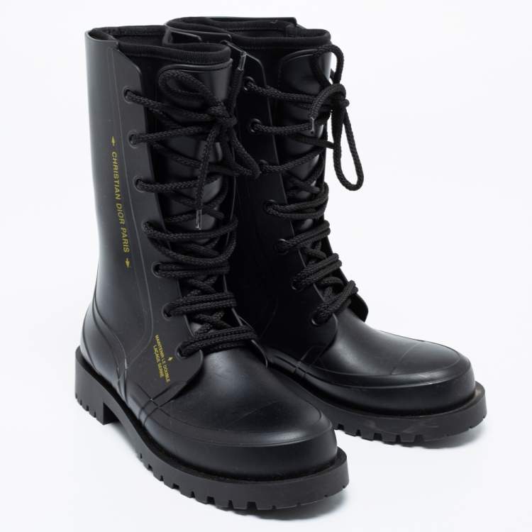 مملوكة مسبقًا  Dior Black Oblique Rubber And Fabric Diorcamp Mid Calf boots Size 37