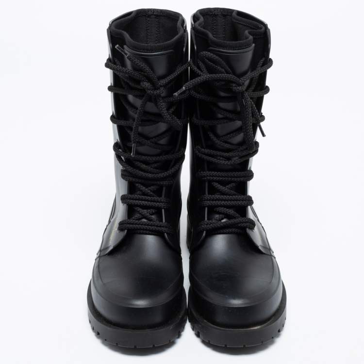 مملوكة مسبقًا  Dior Black Oblique Rubber And Fabric Diorcamp Mid Calf boots Size 37