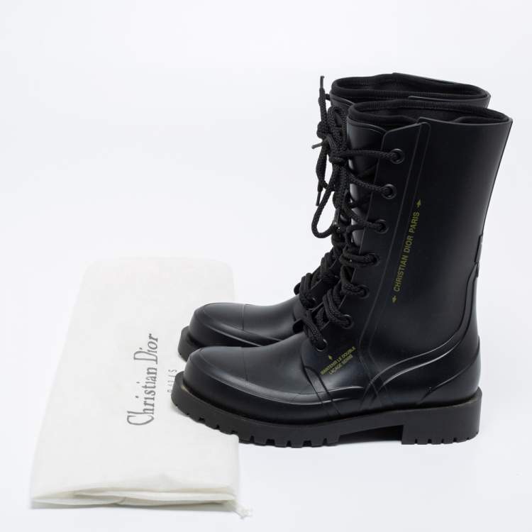 مملوكة مسبقًا  Dior Black Oblique Rubber And Fabric Diorcamp Mid Calf boots Size 37