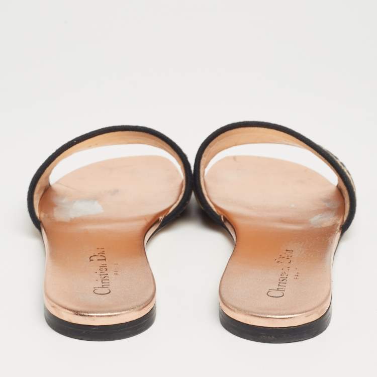 Pre Owned Dior Tri-Color Canvas Dway Flat Slides Size 37