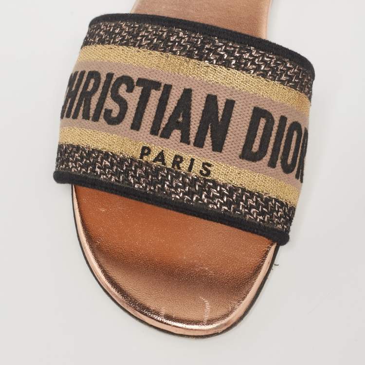 Pre Owned Dior Tri-Color Canvas Dway Flat Slides Size 37