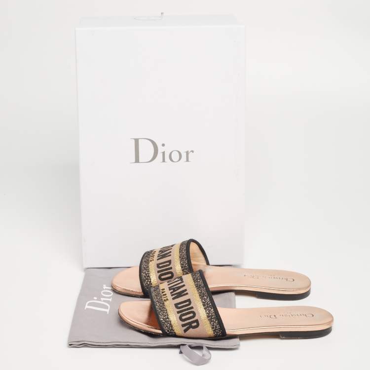Pre Owned Dior Tri-Color Canvas Dway Flat Slides Size 37