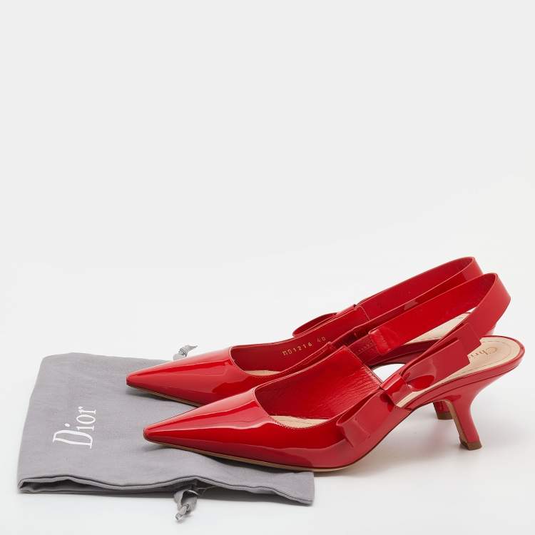 Pre Owned Dior Red Patent Leather Slingback Sandals Size 40