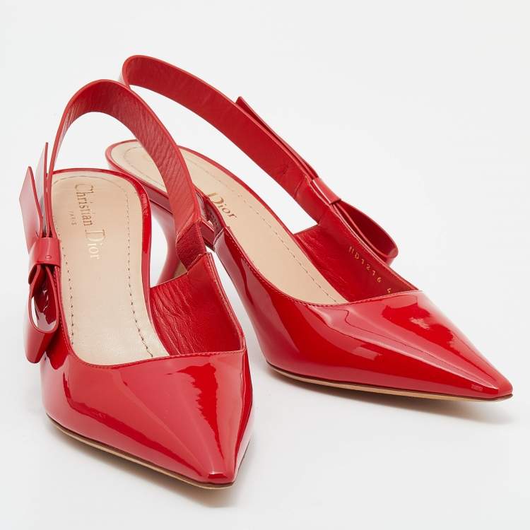 Pre Owned Dior Red Patent Leather Slingback Sandals Size 40