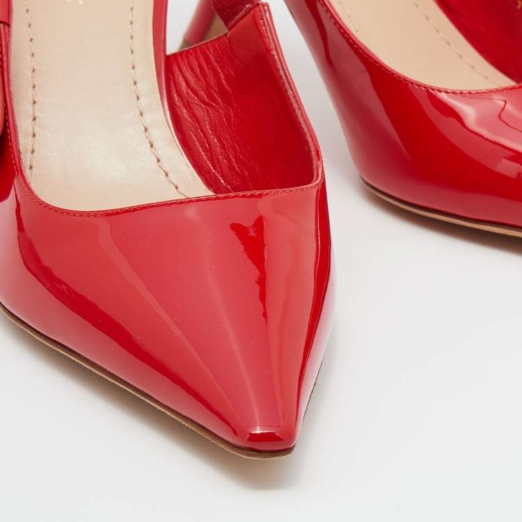 Pre Owned Dior Red Patent Leather Slingback Sandals Size 40