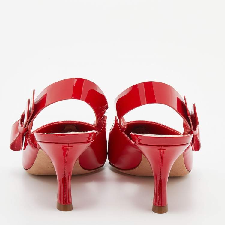 Pre Owned Dior Red Patent Leather Slingback Sandals Size 40