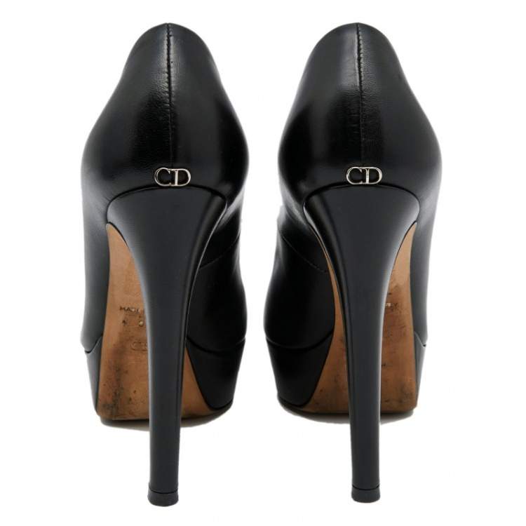 Pre Owned Dior Black Leather Platform Pumps Size 36