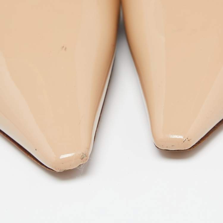 Pre Owned Dior Beige Patent Leather J'adior Slingback Pumps Size 40.5